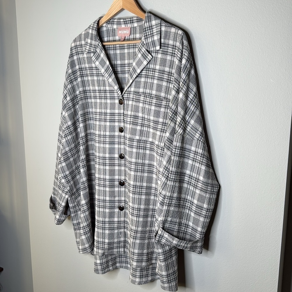 Show Me Your Mumu Lorolie Tunic Button Down Shirt in Black & White Size XL - Picture 5 of 9